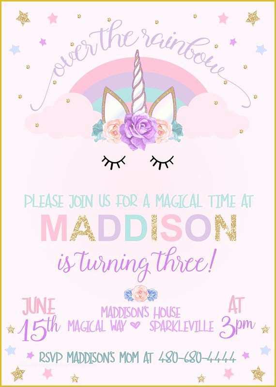 Unicorn Invitation Template Free Of Unicorn Birthday Invitation Unicorn Party Invitation