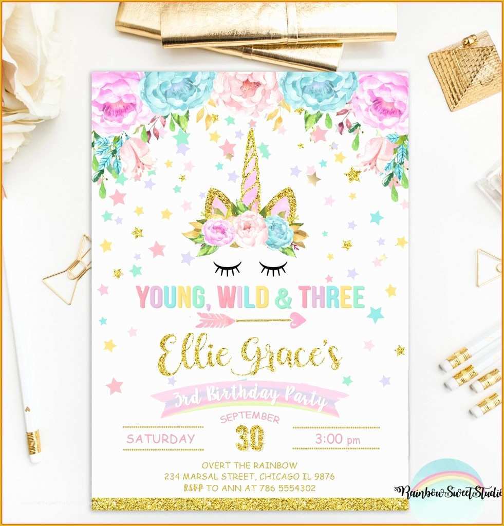 Unicorn Invitation Template Free Of Unicorn Free Printable First Birthday Invitation Template