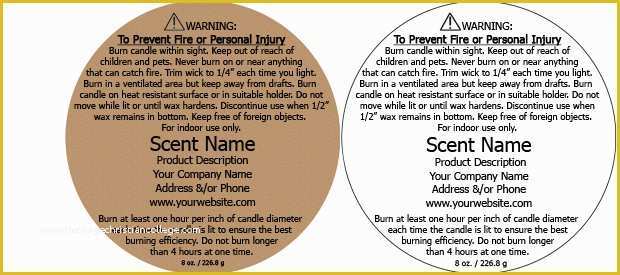 Warning Label Template Free Of Candle Warning Labels Customized with Your Information