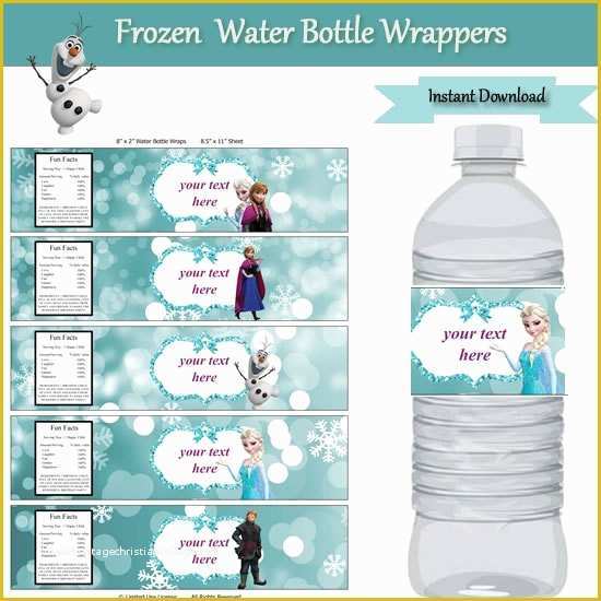 Water Bottle Label Template Free Word Of Frozen Party Water Bottle Label Wrappers Instant Download