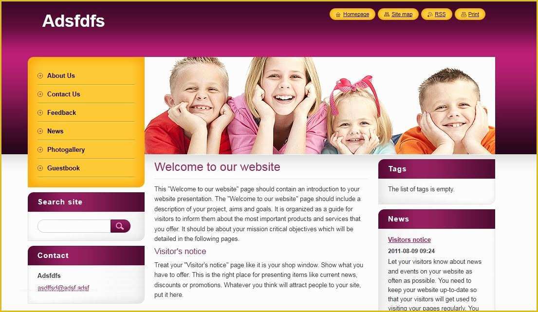 Webnode Free Templates Of Website for Kids Webnode