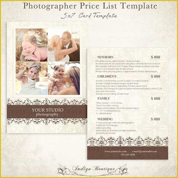 Wedding Photography Price List Template Free Of Grapher Price List Graphy Package by Indigoboutique