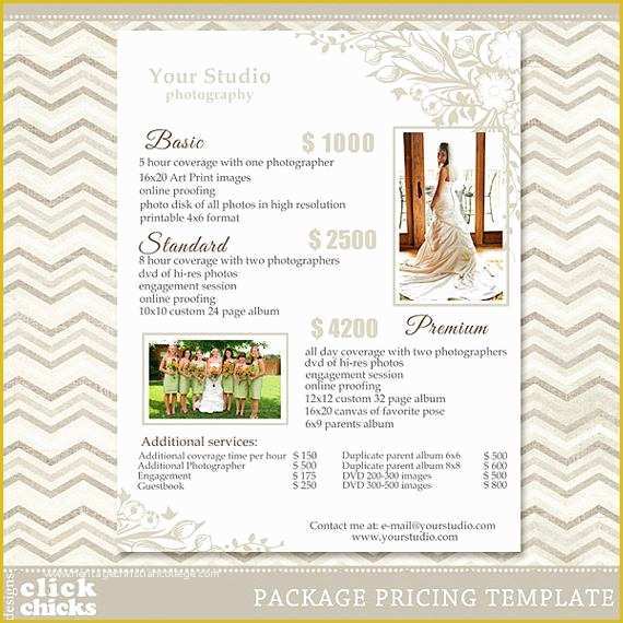 Wedding Photography Price List Template Free Of Graphy Package Pricing List Template by