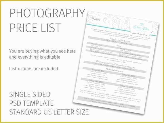 Wedding Photography Price List Template Free Of Graphy Price List Template Price Guide Photography