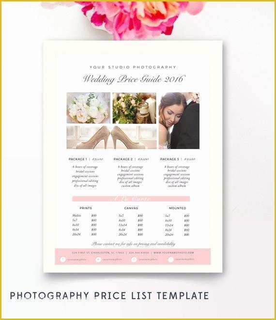 Wedding Photography Price List Template Free Of Graphy Price List Template Pricing Sheet Guide