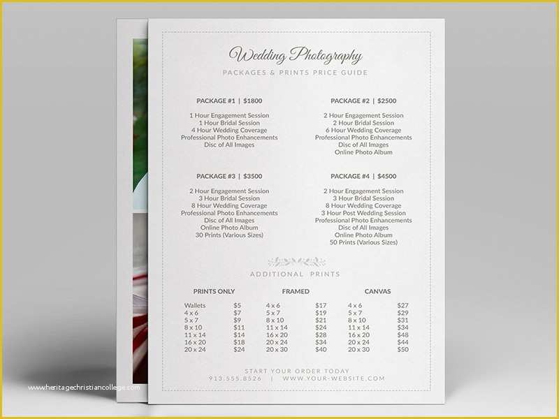 Wedding Photography Price List Template Free Of Wedding Grapher Pricing Guide Price Sheet List 5x7