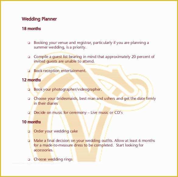 Wedding Planner Template Free Of 13 Wedding Planner Templates – Pdf Word format Download