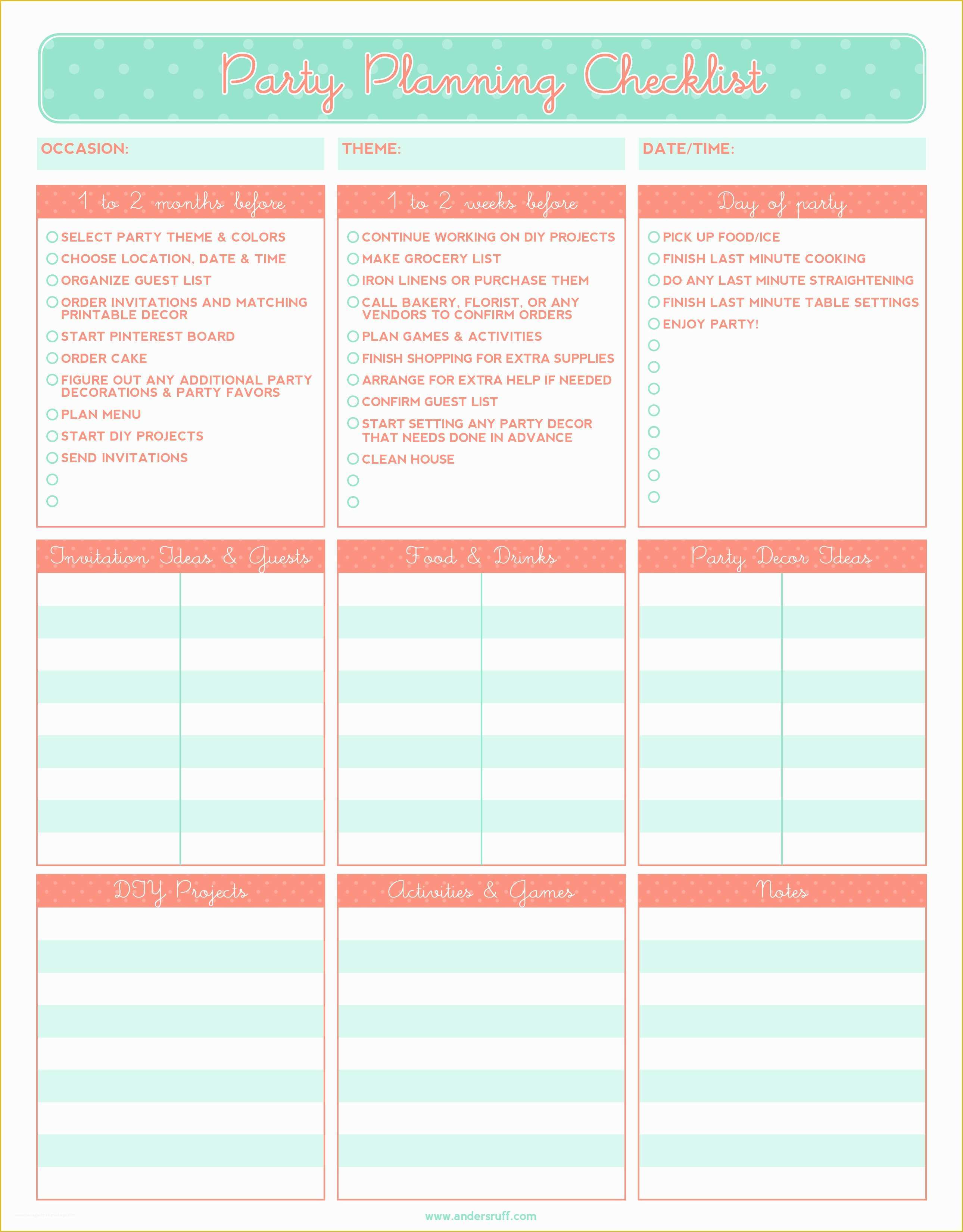 Wedding Planner Template Free Of 5 Party Planning Templates Excel Xlts