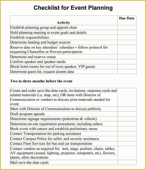 Wedding Planner Template Free Of event Planning Checklist 7 Download Free Documents In Pdf