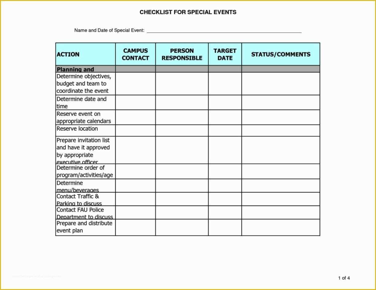 Wedding Planner Template Free Of Free event Planning Checklist Template Excel