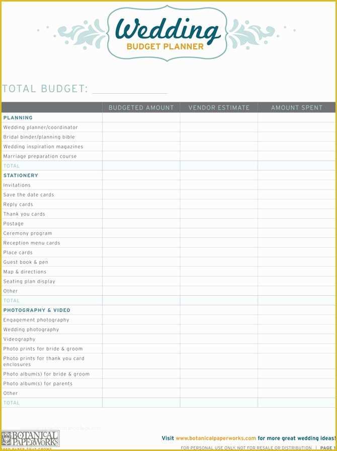 Wedding Planner Template Free Of Free Printable Wedding Bud Planner