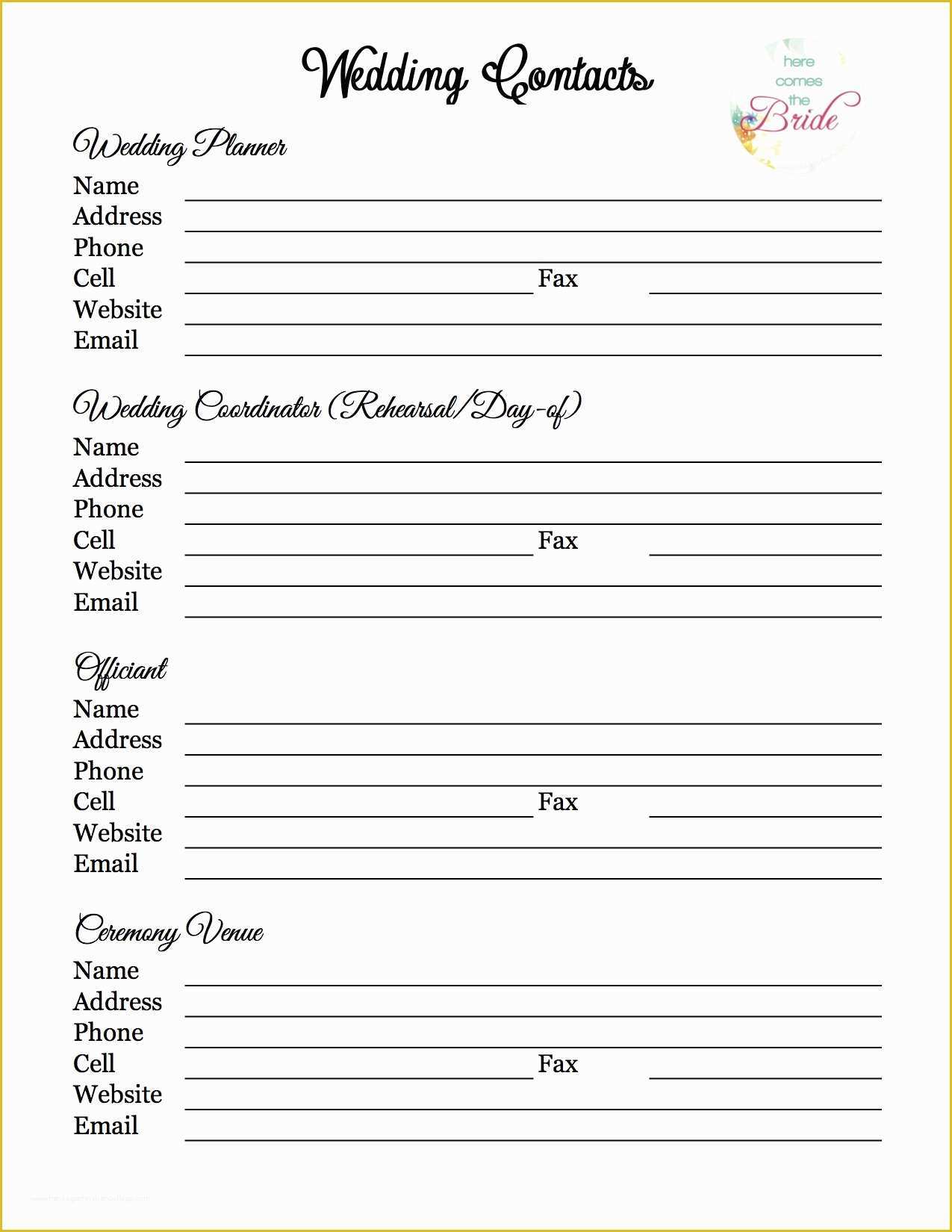 Wedding Planner Template Free Of Wedding Planner with Free Printables – the Refurbished Life