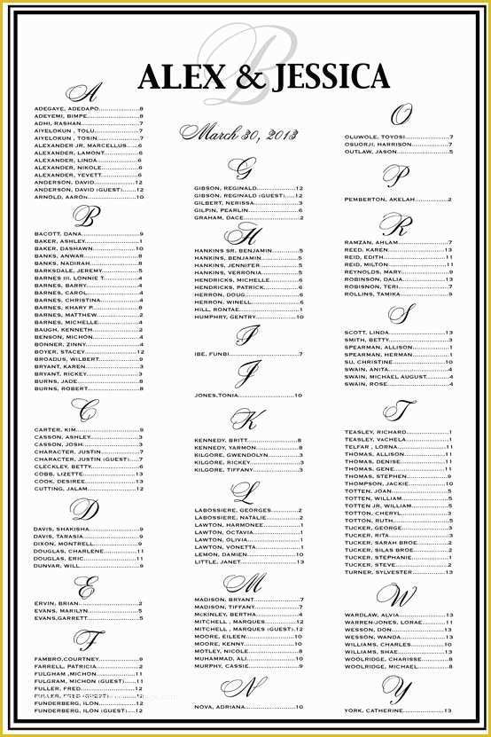 Wedding Seating Chart Poster Template Free Of Blackandwhitewedding Wedding Seating Chart Seating