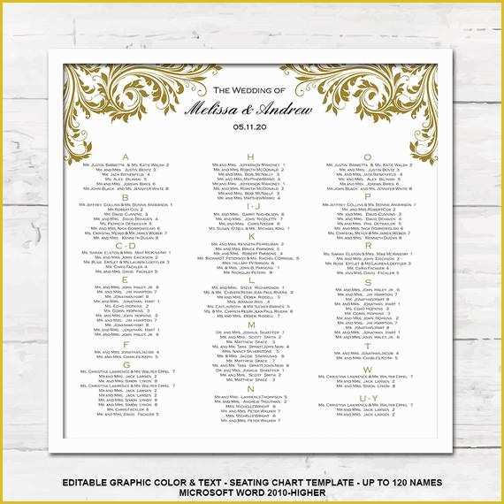 Wedding Seating Chart Poster Template Free Of Items Similar to Gold Wedding Seating Chart Template
