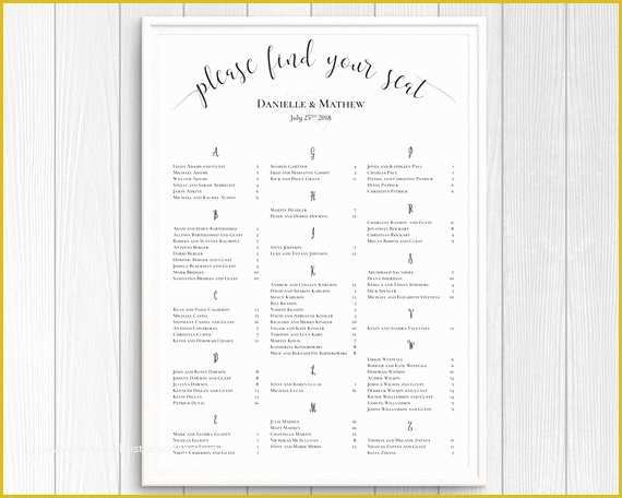 Wedding Seating Chart Poster Template Free Of Printable Wedding Seating Chart Poster Seating Chart Sign