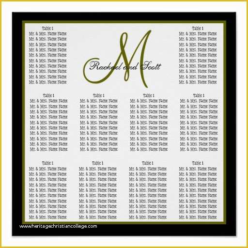 Wedding Seating Chart Poster Template Free Of Template Wedding Seating Chart Monogram Names Poster