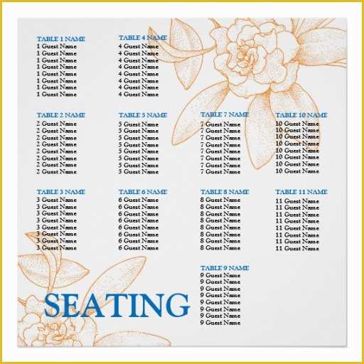 Wedding Seating Chart Poster Template Free Of Wedding Reception Seating Chart Template Poster