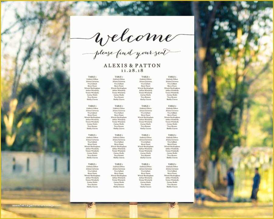Wedding Seating Chart Poster Template Free Of Wedding Seating Chart Template In Four Sizes Wel E
