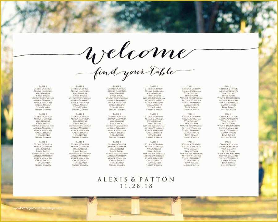 Wedding Seating Chart Poster Template Free Of Wel E Wedding Seating Chart Template In Four Sizes