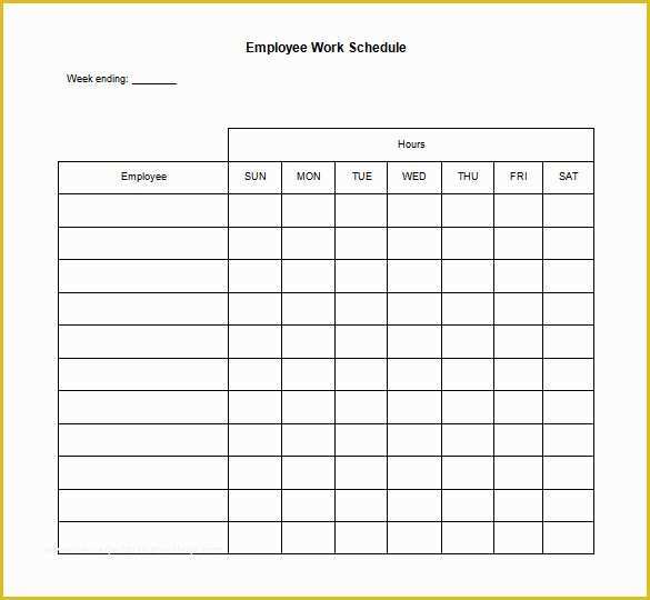 Weekly Work Schedule Template Free Download Of 17 Blank Work Schedule Templates Pdf Doc