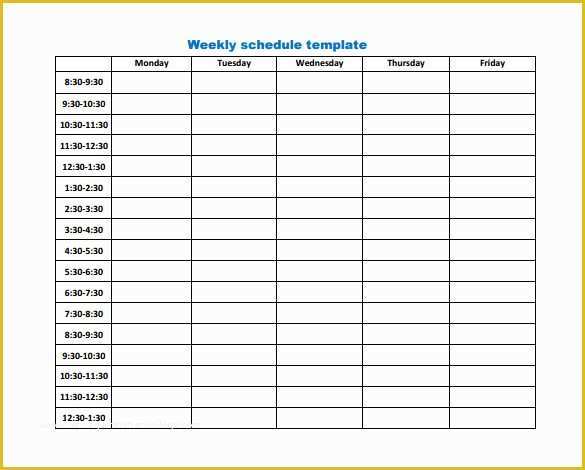 Weekly Work Schedule Template Free Download Of 9 Weekly Work Schedule Templates Pdf Doc
