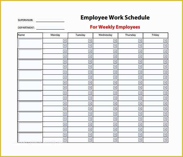 Weekly Work Schedule Template Free Download Of 9 Weekly Work Schedule Templates Pdf Doc