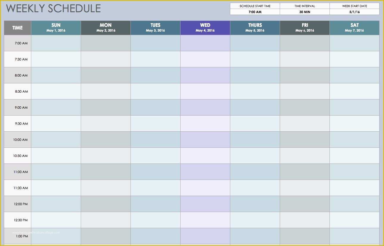 Weekly Work Schedule Template Free Download Of Free Weekly Schedule Templates for Excel Smartsheet