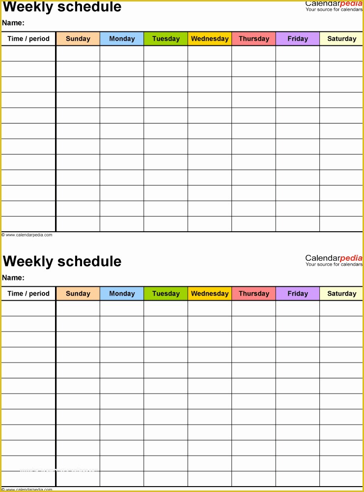 Weekly Work Schedule Template Free Download Of Free Weekly Schedule Templates for Pdf 18 Templates