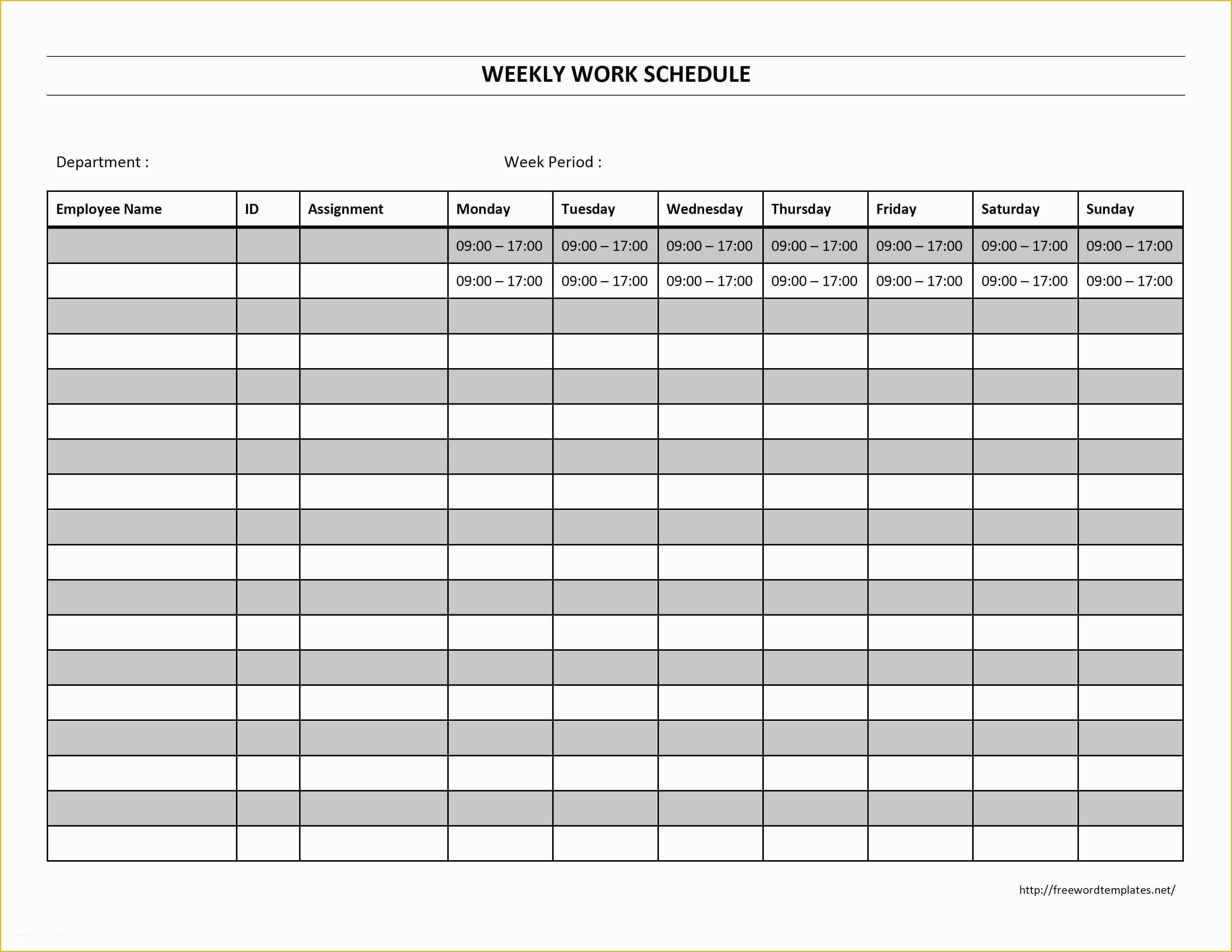 Weekly Work Schedule Template Free Download Of Work Schedule Template