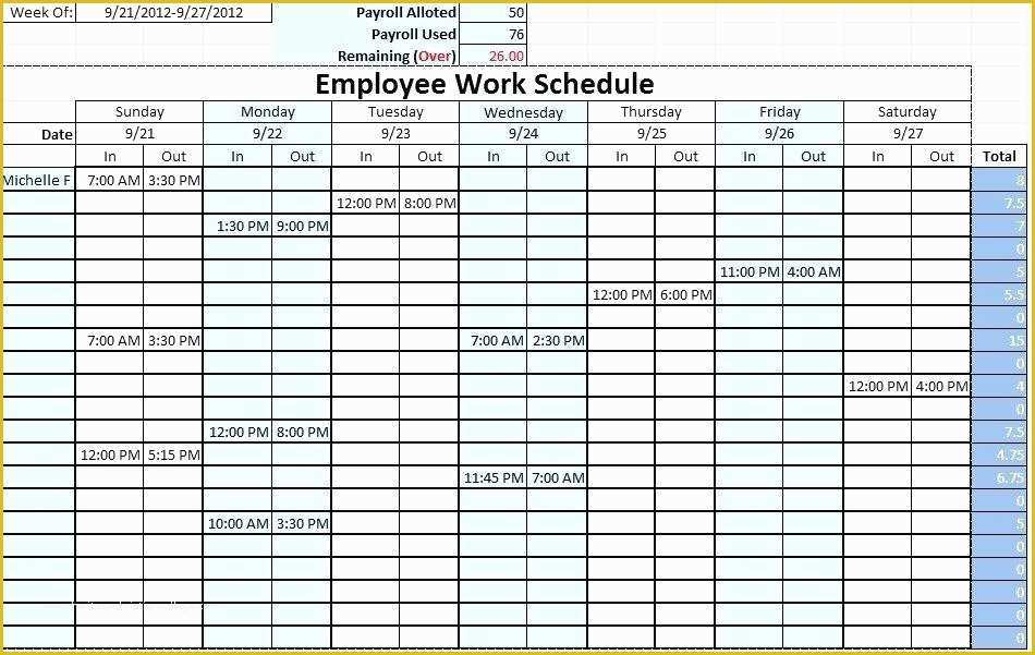 Weekly Work Schedule Template Free Download Of Work Schedule Templates Free Downloads Download Links