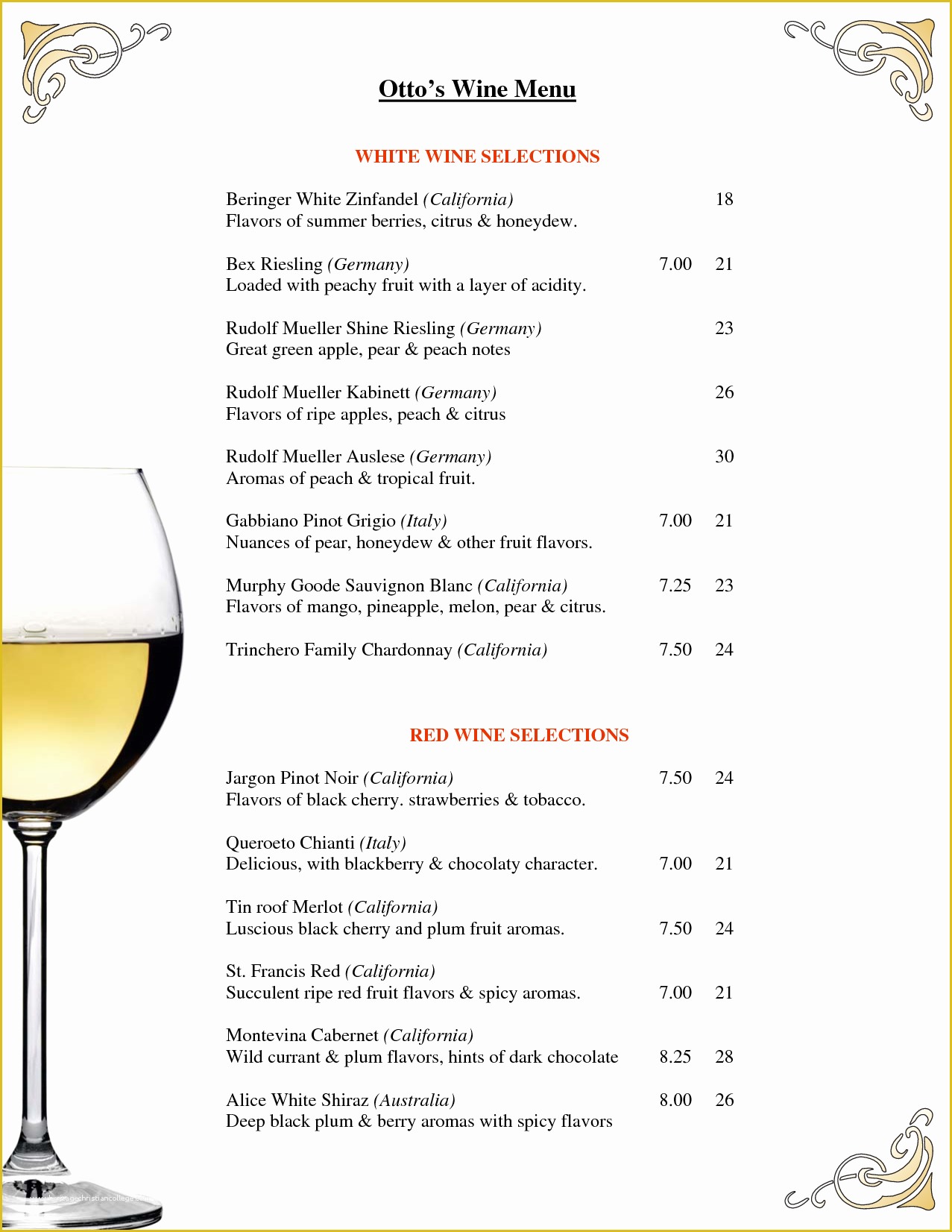 Wine Menu Template Free Of 7 Wine Menu Template