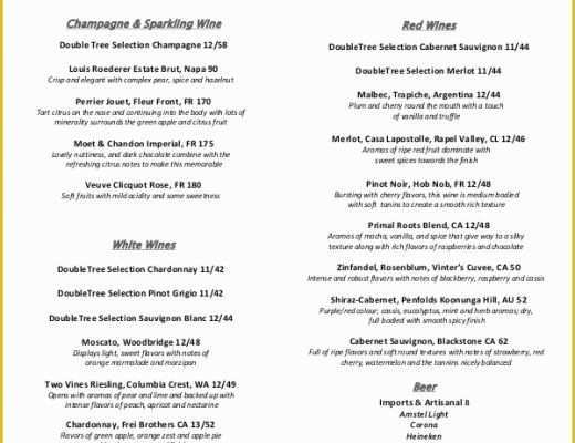 Wine Menu Template Free Of 8 Sample Beer Menus