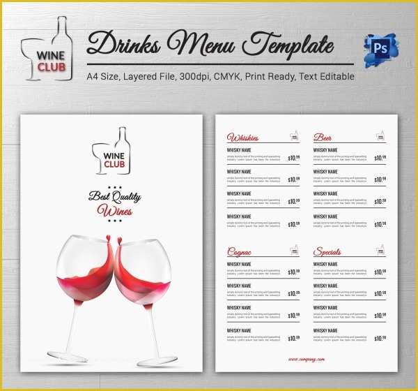 Wine Menu Template Free Of Drink Menu Template – 25 Free Psd Eps Documents Download