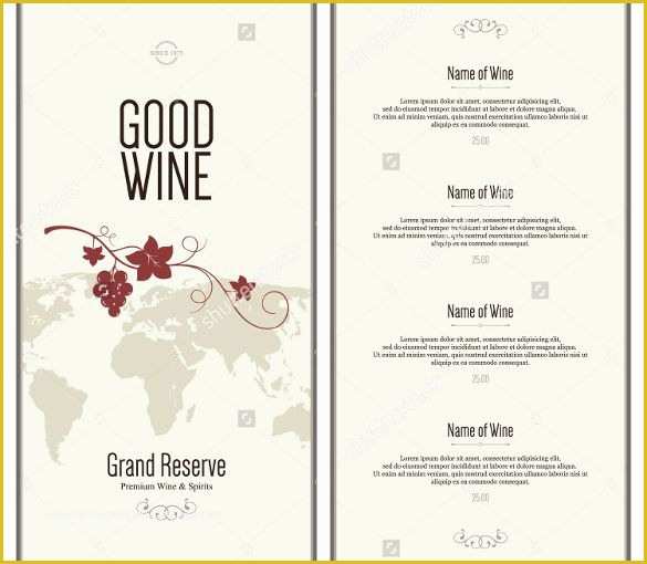 Wine Menu Template Free Of Printable Wine Dinner Menu Template – Free Template Design