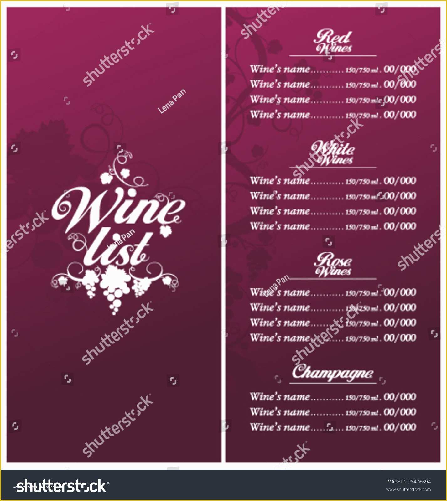 Wine Menu Template Free Of Wine List Menu Card Design Template Stock Vector