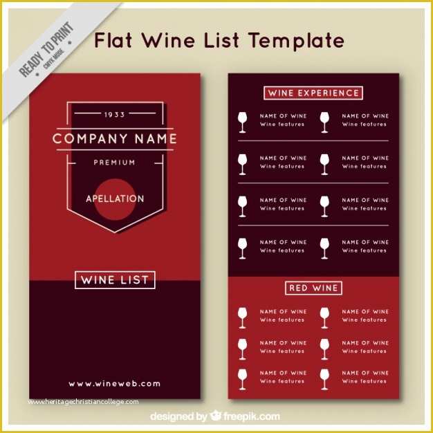 Wine Menu Template Free Of Wine List Template In Flat Style Vector