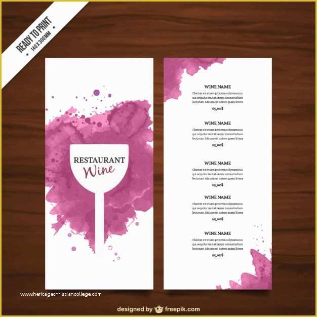 Wine Menu Template Free Of Wine List Template Vector