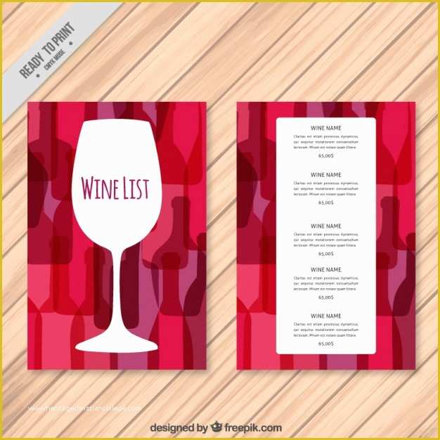 Wine Menu Template Free Of Wine List Template with Colorful Background Vector