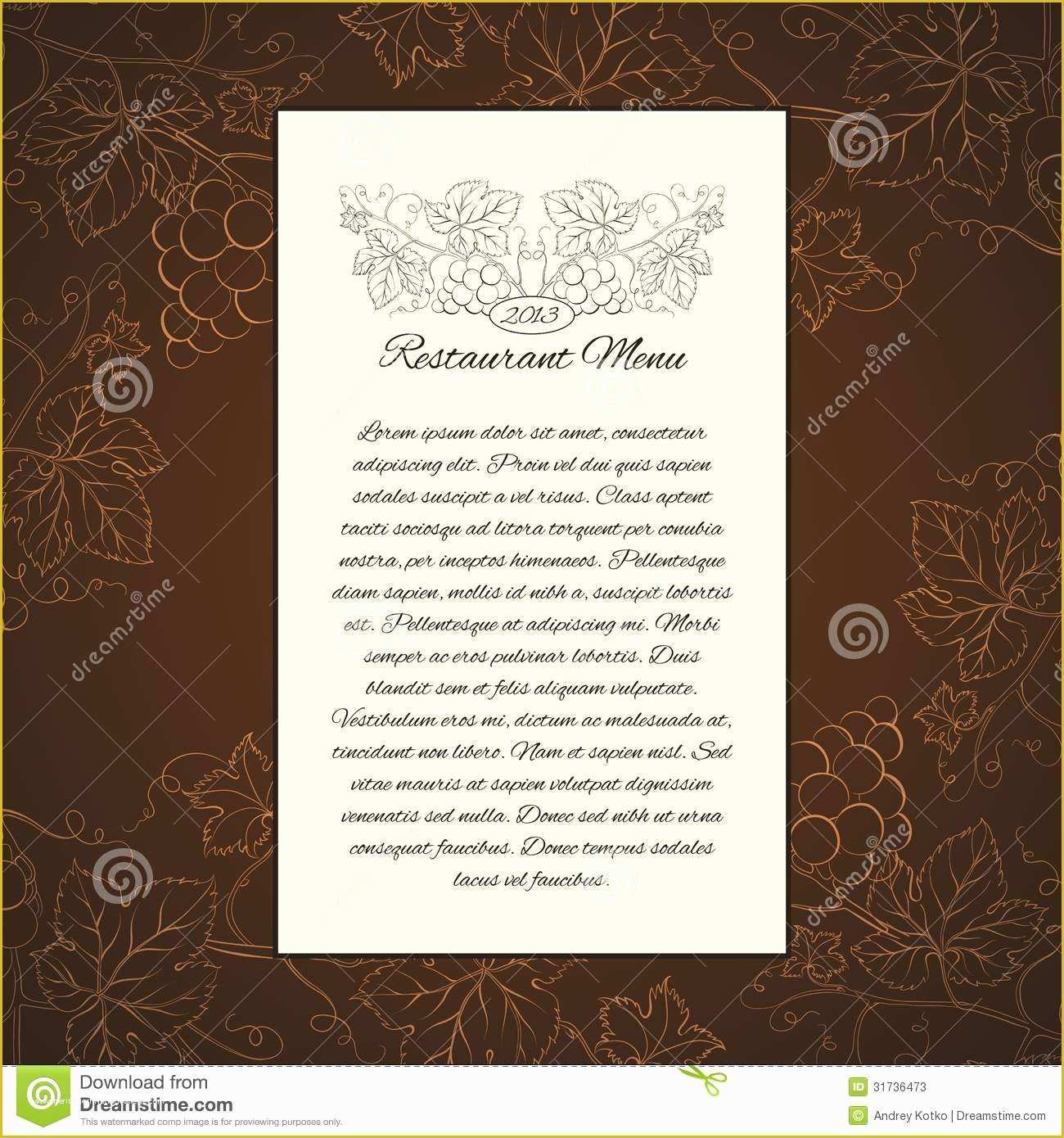 Wine Menu Template Free Of Wine Menu Card Template Stock Vector Illustration Of