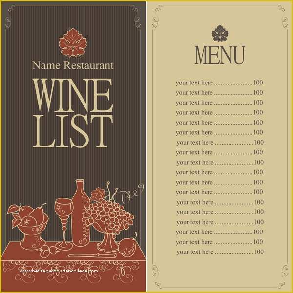 Wine Menu Template Free Of Wine Menu List Template Vector Material 04 Vector Cover