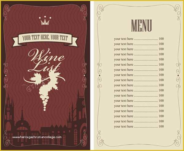 Wine Menu Template Free Of Wine Menu List Template Vector Material 09 Vector Cover