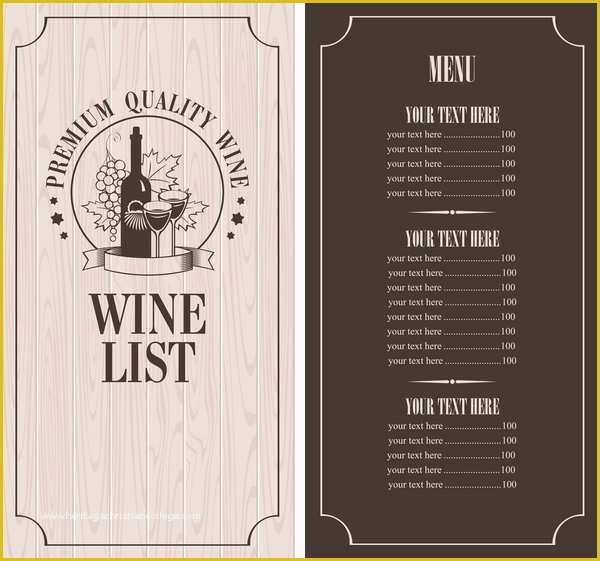 Wine Menu Template Free Of Wine Menu List Template Vector Material 10 Vector Cover