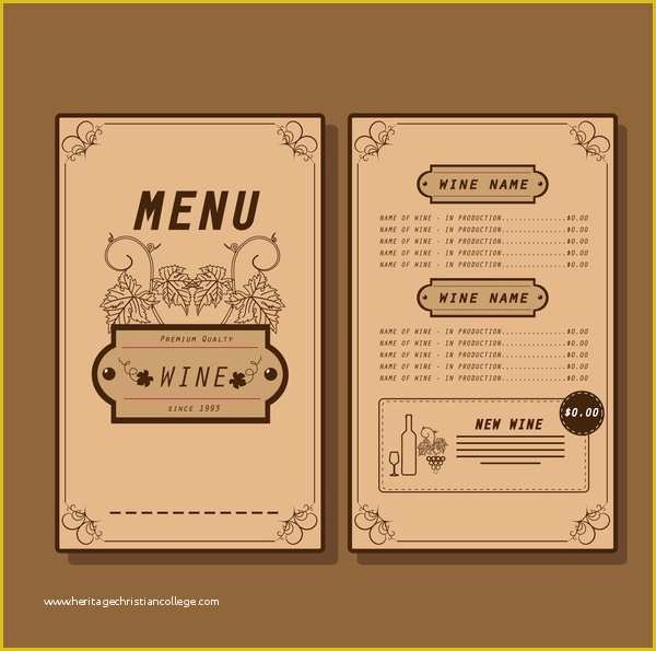 Wine Menu Template Free Of Wine Menu Template Traditional Design On Dark Background