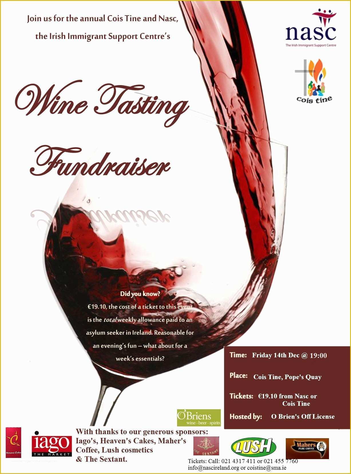 Wine Tasting event Flyer Template Free Of Nasc and Cois Tine Wine Tasting Fundraiser Nasc Ireland