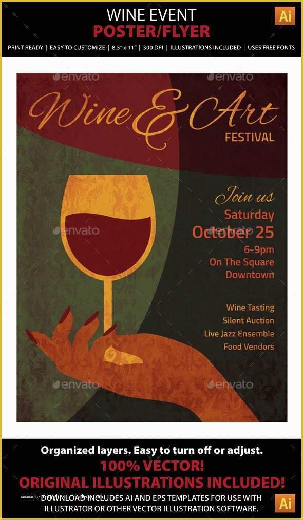Wine Tasting event Flyer Template Free Of Wine &amp; Art event Poster or Flyer