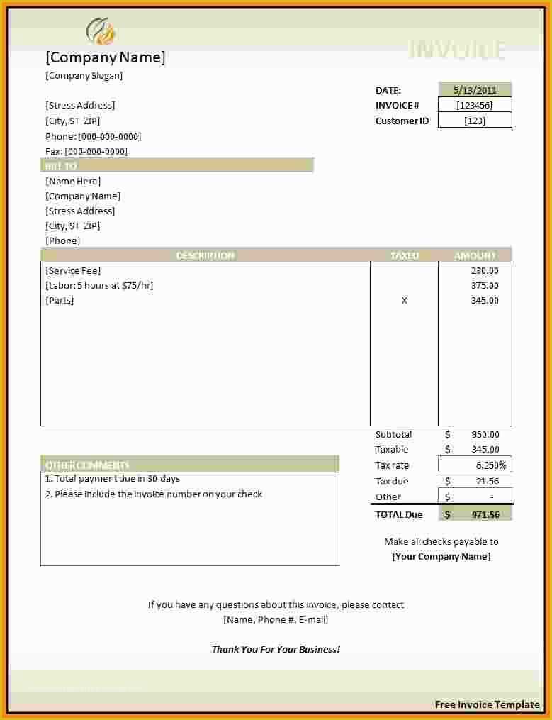 Work Invoice Template Free Of 14 Invoices Samples Free