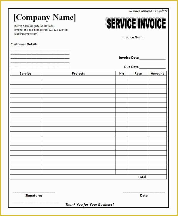 Work Invoice Template Free Of 34 Printable Service Invoice Templates