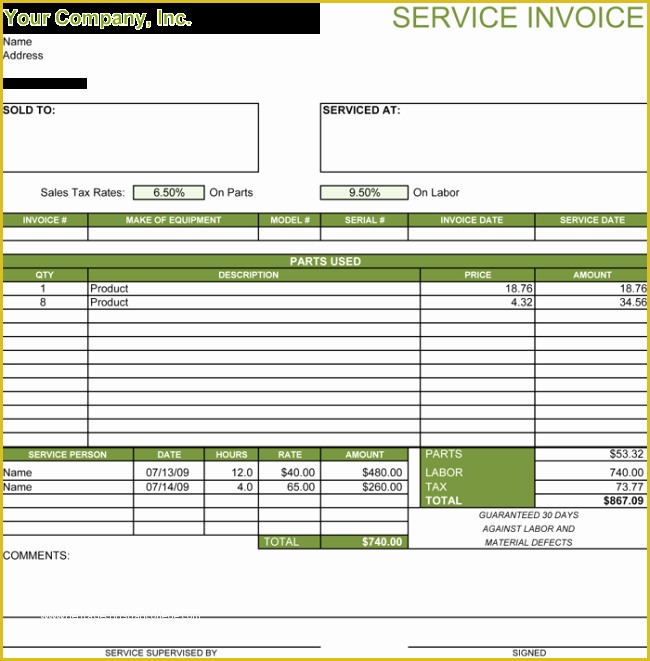 Work Invoice Template Free Of 5 Service Invoice Templates for Word and Excel