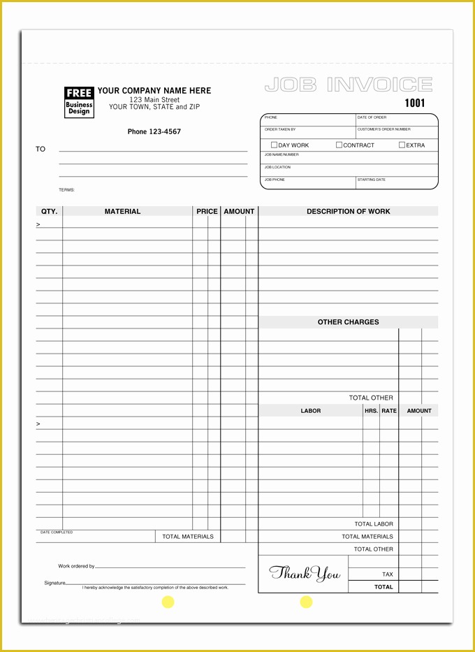 Work Invoice Template Free Of Blank Invoice Excel