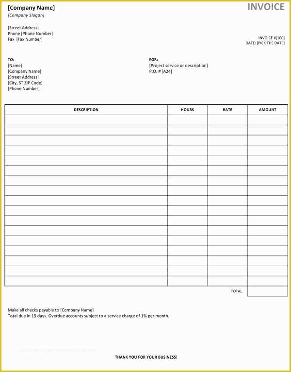 Work Invoice Template Free Of Free Service Invoice Template